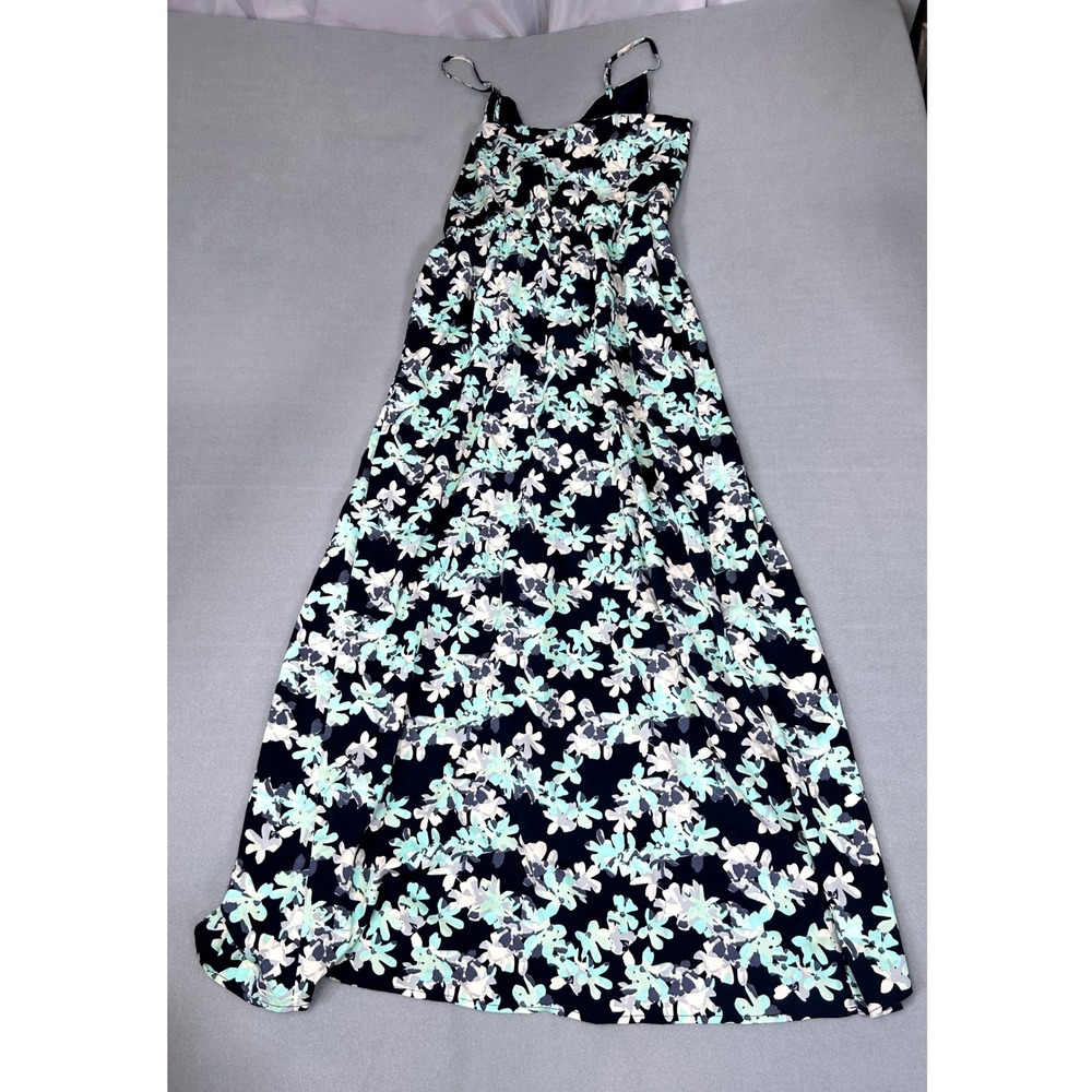 Banana Republic Maxi Dress Navy Blue 6 Floral V-Neck Sleeveless A-Line Long NWT